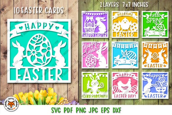 Download Happy Easter Card Bundle SVG,Bunny Card - Happy easter card Collection