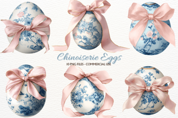 Download Chinoiserie Easter Eggs Clipart Pink Bow - Easter eggs Collection