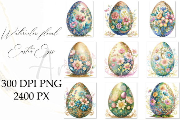 Download Watercolor Floral Easter Eggs - Easter eggs Collection