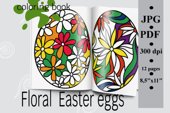 Download Floral  Easter Eggs Coloring Book PDF - Easter eggs Collection