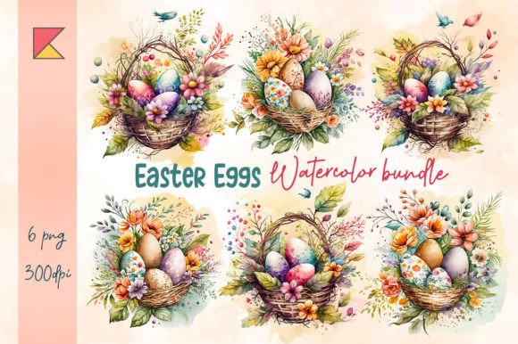 Download Floral Easter Eggs Watercolor Clipart - Easter eggs Collection