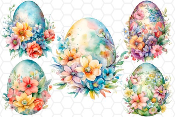 Download Watercolor Floral Easter Eggs Cliparts - Easter eggs Collection